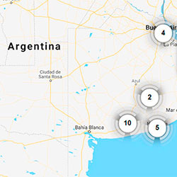 Kort med lydklip fra Argentina og USA