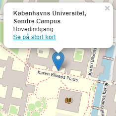 oversigtskort over HUM - Søndre Campus