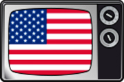 TV med amerikansk flag på skærmen